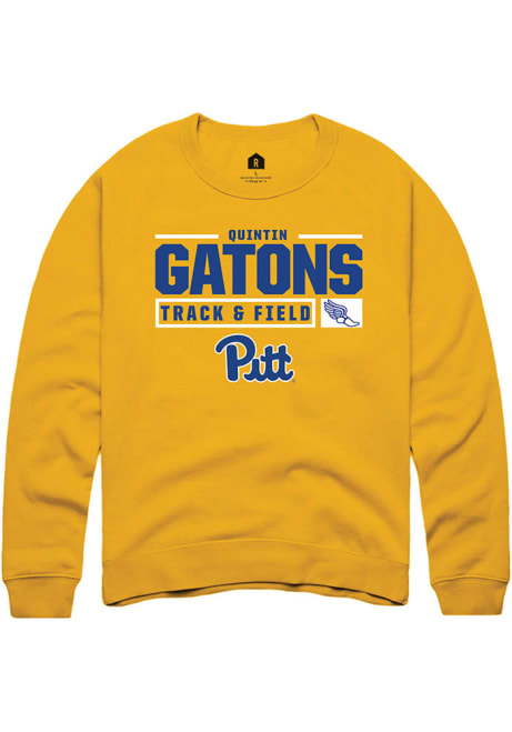 Quintin Gatons Rally Mens Gold Pitt Panthers NIL Stacked Box Track Crew Sweatshirt