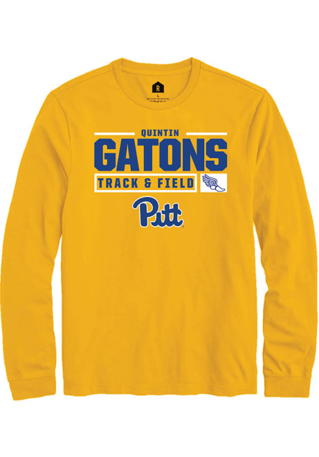 Quintin Gatons Rally Mens Gold Pitt Panthers NIL Stacked Box Track Tee