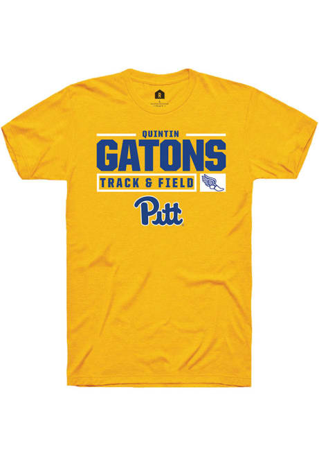 Quintin Gatons Gold Pitt Panthers NIL Stacked Box Track Short Sleeve T Shirt