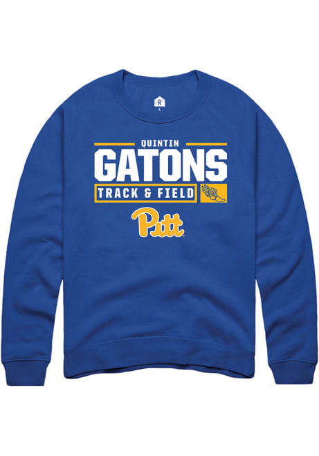 Quintin Gatons Rally Mens Blue Pitt Panthers NIL Stacked Box Track Crew Sweatshirt