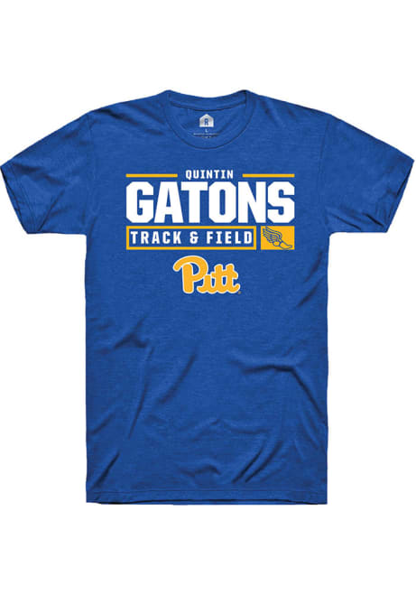 Quintin Gatons Blue Pitt Panthers NIL Stacked Box Track Short Sleeve T Shirt