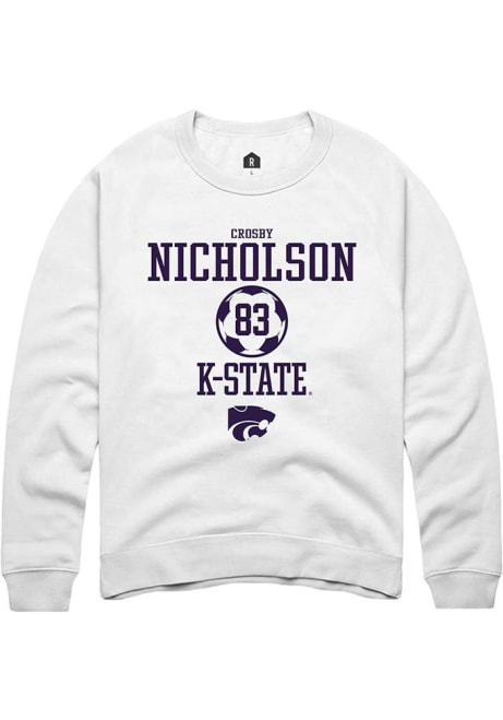 Crosby Nicholson Rally Mens White K-State Wildcats NIL Sport Icon Crew Sweatshirt