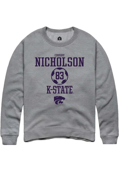 Crosby Nicholson Rally Mens Graphite K-State Wildcats NIL Sport Icon Crew Sweatshirt