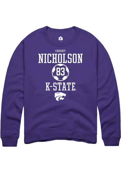 Crosby Nicholson Rally Mens Purple K-State Wildcats NIL Sport Icon Crew Sweatshirt