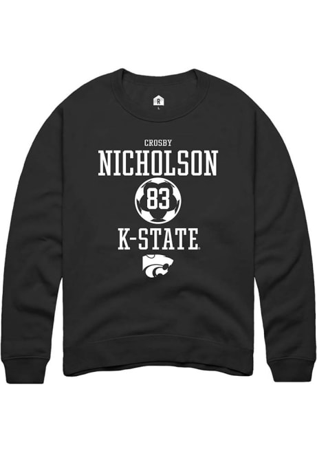 Crosby Nicholson Rally Mens Black K-State Wildcats NIL Sport Icon Crew Sweatshirt