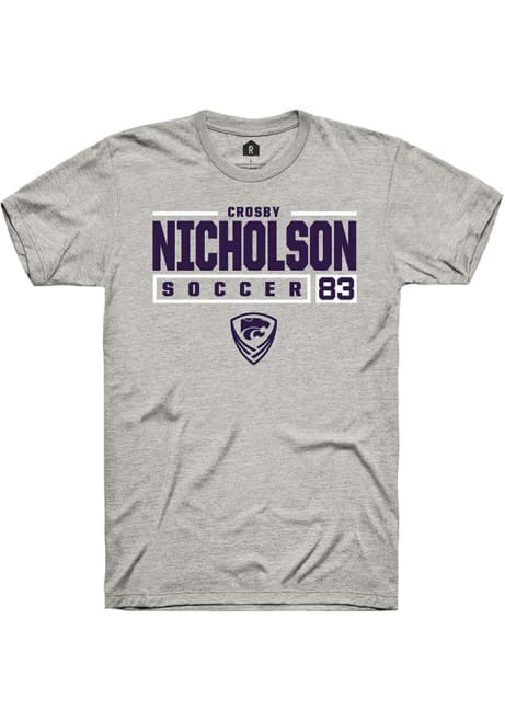 Crosby Nicholson Ash K-State Wildcats NIL Stacked Box Short Sleeve T Shirt