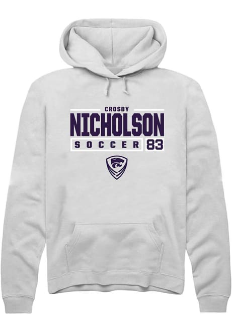 Crosby Nicholson Rally Mens White K-State Wildcats NIL Stacked Box Hooded Sweatshirt