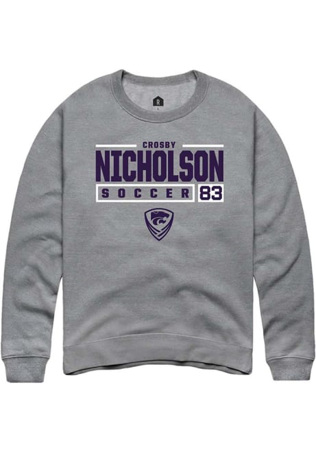 Crosby Nicholson Rally Mens Graphite K-State Wildcats NIL Stacked Box Crew Sweatshirt