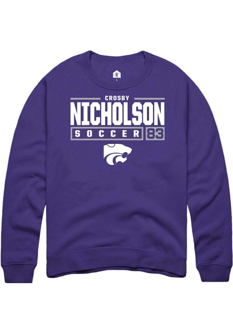 Crosby Nicholson Rally Mens Purple K-State Wildcats NIL Stacked Box Crew Sweatshirt