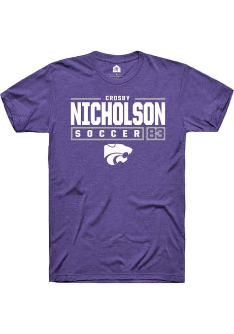 Crosby Nicholson Purple K-State Wildcats NIL Stacked Box Short Sleeve T Shirt