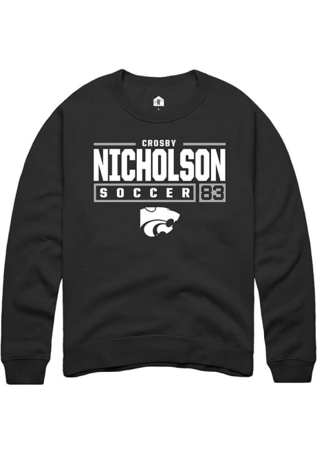 Crosby Nicholson Rally Mens Black K-State Wildcats NIL Stacked Box Crew Sweatshirt