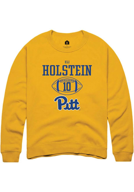 Eli Holstein Rally Mens Gold Pitt Panthers NIL Sport Icon Crew Sweatshirt