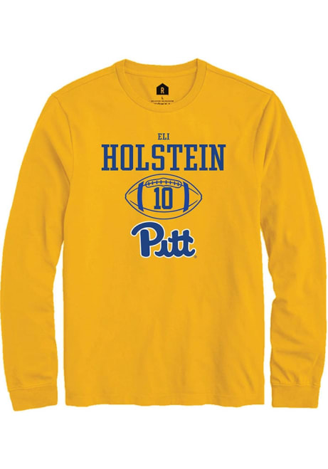 Eli Holstein Rally Mens Gold Pitt Panthers NIL Sport Icon Tee