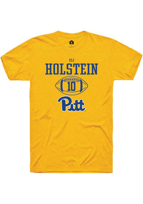 Eli Holstein Gold Pitt Panthers NIL Sport Icon Short Sleeve T Shirt