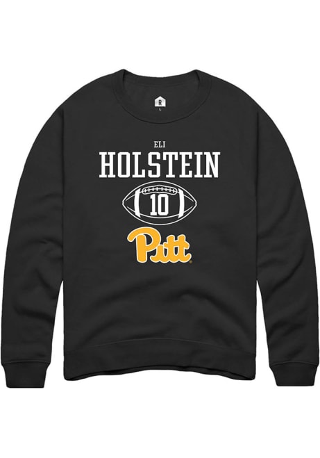 Eli Holstein Rally Mens Black Pitt Panthers NIL Sport Icon Crew Sweatshirt