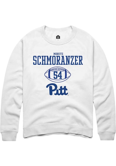 Moritz Schmoranzer Rally Mens White Pitt Panthers NIL Sport Icon Crew Sweatshirt