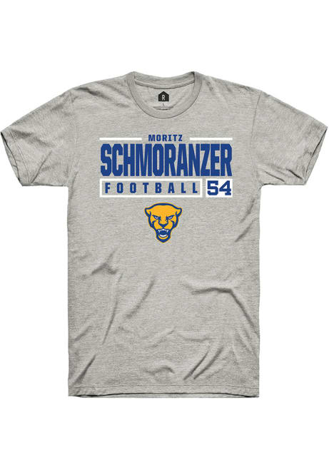 Moritz Schmoranzer Ash Pitt Panthers NIL Stacked Box Short Sleeve T Shirt