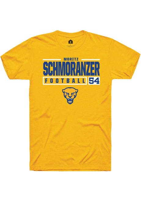 Moritz Schmoranzer Gold Pitt Panthers NIL Stacked Box Short Sleeve T Shirt