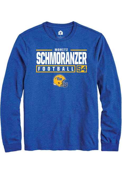 Moritz Schmoranzer Rally Mens Blue Pitt Panthers NIL Stacked Box Tee