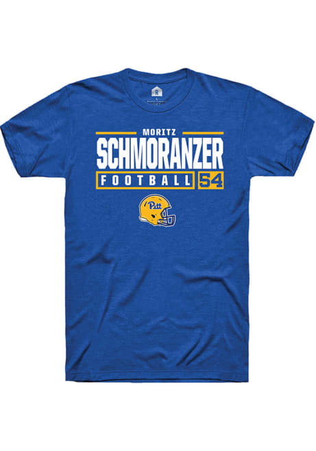 Moritz Schmoranzer Blue Pitt Panthers NIL Stacked Box Short Sleeve T Shirt