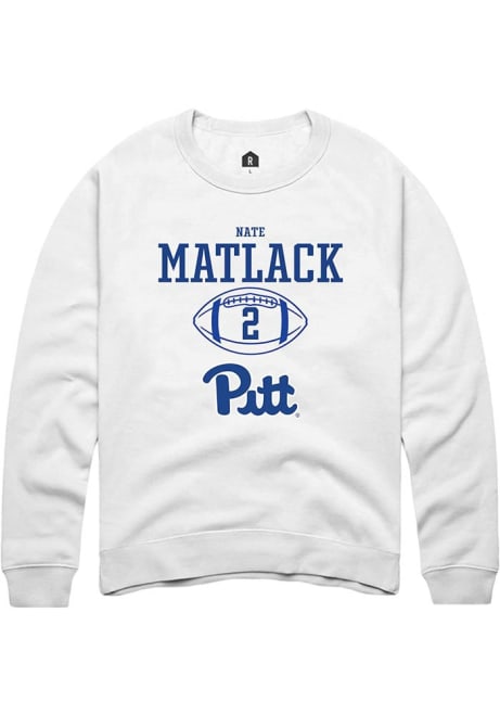 Nate Matlack Rally Mens White Pitt Panthers NIL Sport Icon Crew Sweatshirt