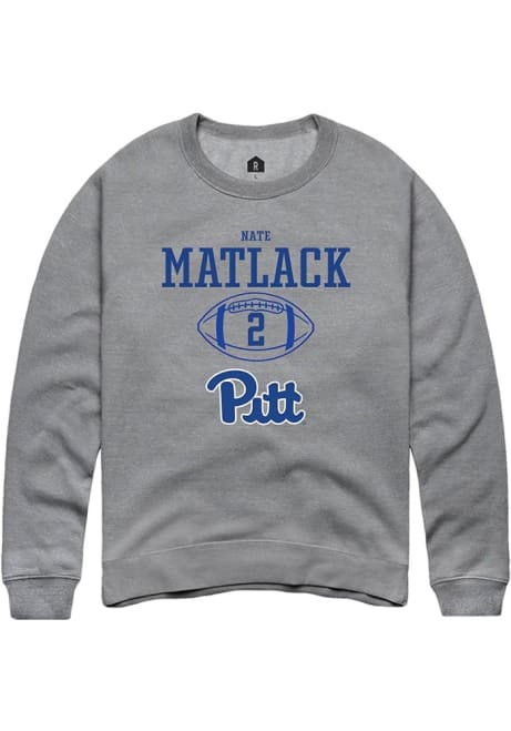 Nate Matlack Rally Mens Graphite Pitt Panthers NIL Sport Icon Crew Sweatshirt