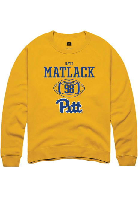 Nate Matlack Rally Mens Gold Pitt Panthers NIL Sport Icon Crew Sweatshirt