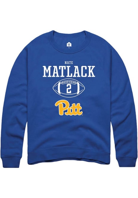 Nate Matlack Rally Mens Blue Pitt Panthers NIL Sport Icon Crew Sweatshirt