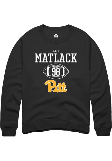 Nate Matlack Rally Mens Black Pitt Panthers NIL Sport Icon Crew Sweatshirt