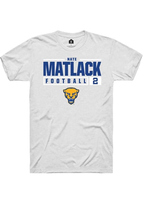 Nate Matlack White Pitt Panthers NIL Stacked Box Short Sleeve T Shirt