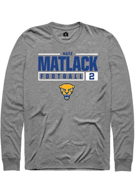 Nate Matlack Rally Mens Graphite Pitt Panthers NIL Stacked Box Tee