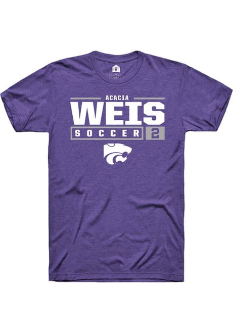 Acacia Weis Purple K-State Wildcats NIL Stacked Box Short Sleeve T Shirt