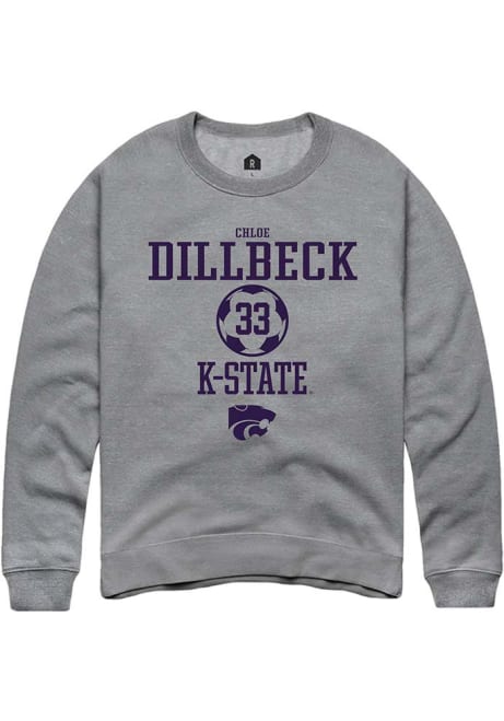 Chloe Dillbeck Rally Mens Grey K-State Wildcats NIL Sport Icon Crew Sweatshirt