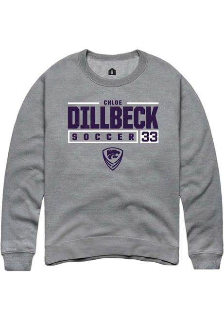 Chloe Dillbeck Rally Mens Graphite K-State Wildcats NIL Stacked Box Crew Sweatshirt