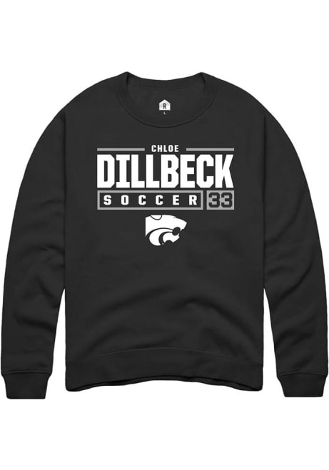 Chloe Dillbeck Rally Mens Black K-State Wildcats NIL Stacked Box Crew Sweatshirt