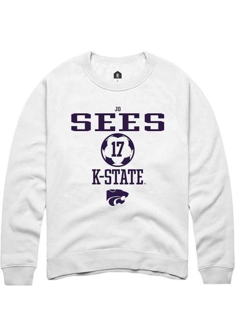 Jo Sees Rally Mens White K-State Wildcats NIL Sport Icon Crew Sweatshirt