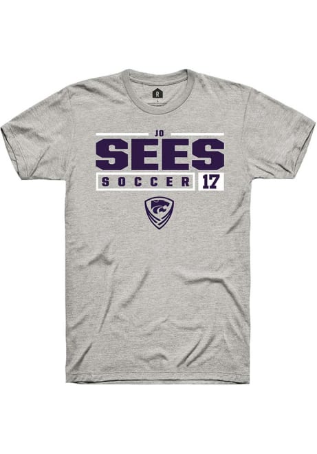 Jo Sees Ash K-State Wildcats NIL Stacked Box Short Sleeve T Shirt