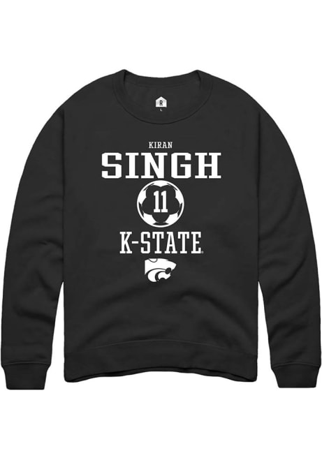 Kiran Singh Rally Mens Black K-State Wildcats NIL Sport Icon Crew Sweatshirt