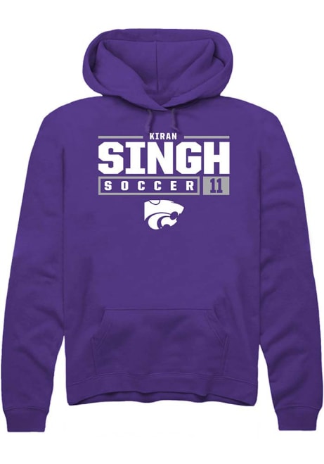 Kiran Singh Rally Mens Purple K-State Wildcats NIL Stacked Box Hooded Sweatshirt