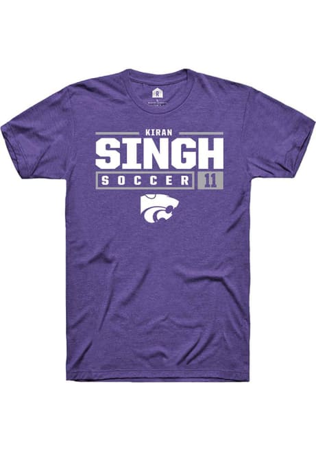 Kiran Singh Purple K-State Wildcats NIL Stacked Box Short Sleeve T Shirt