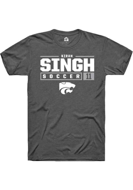 Kiran Singh Dark Grey K-State Wildcats NIL Stacked Box Short Sleeve T Shirt