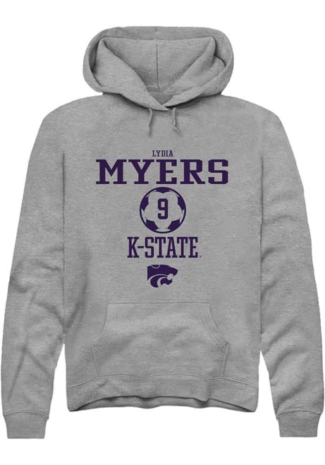 Lydia Myers Rally Mens Graphite K-State Wildcats NIL Sport Icon Hooded Sweatshirt