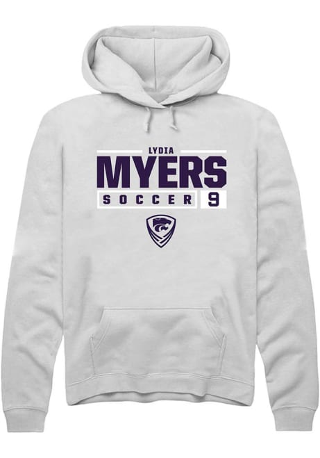 Lydia Myers Rally Mens White K-State Wildcats NIL Stacked Box Hooded Sweatshirt