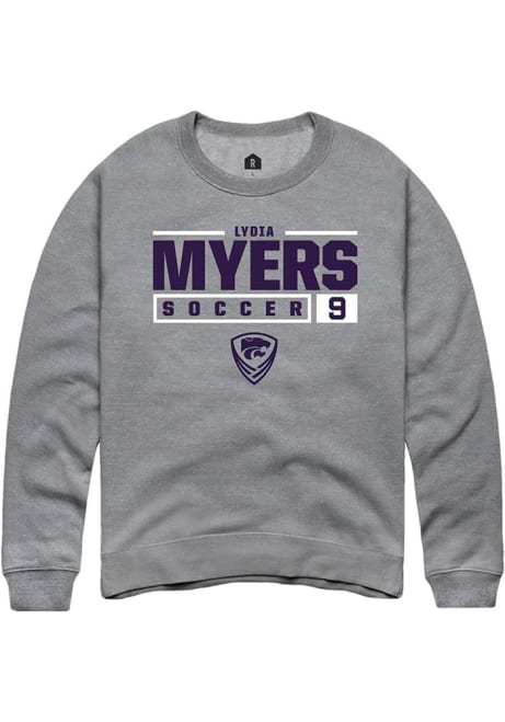 Lydia Myers Rally Mens Graphite K-State Wildcats NIL Stacked Box Crew Sweatshirt