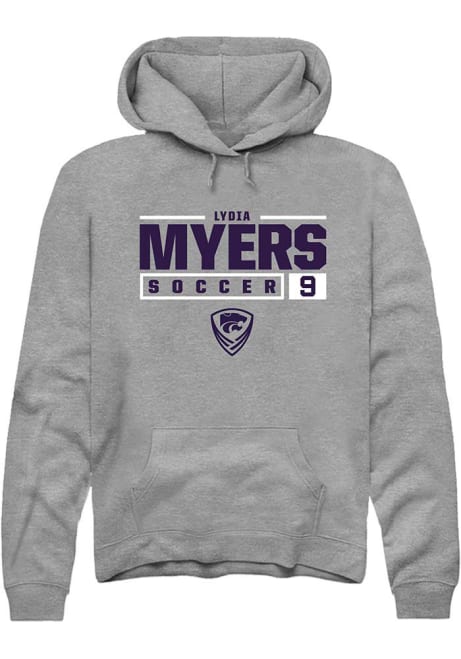 Lydia Myers Rally Mens Graphite K-State Wildcats NIL Stacked Box Hooded Sweatshirt