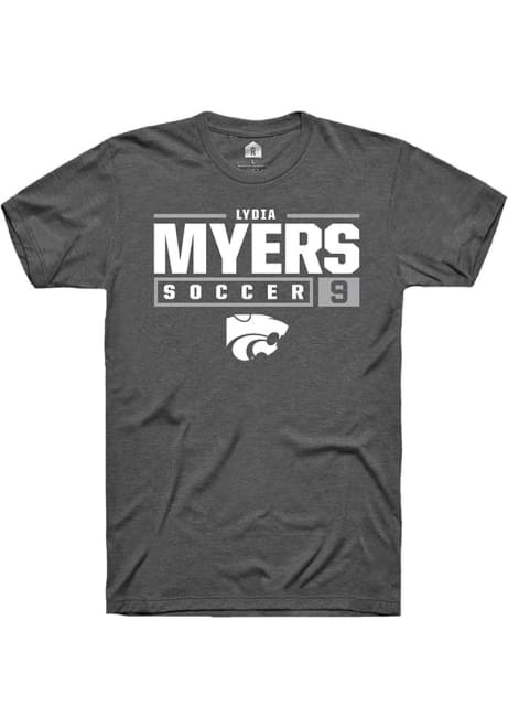 Lydia Myers Grey K-State Wildcats NIL Stacked Box Short Sleeve T Shirt