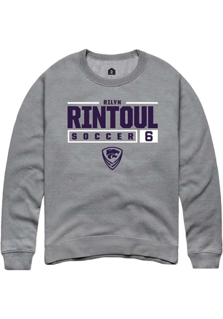Rilyn Rintoul Rally Mens Graphite K-State Wildcats NIL Stacked Box Crew Sweatshirt