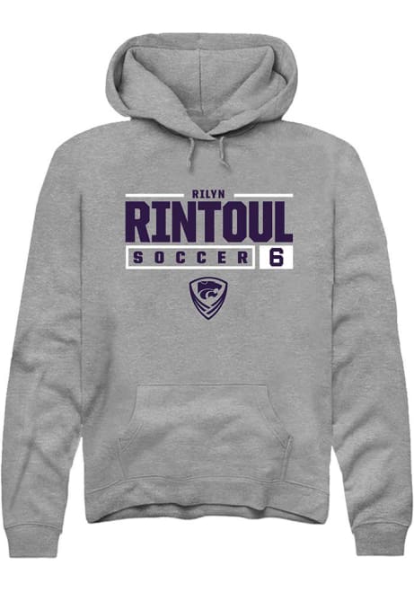 Rilyn Rintoul Rally Mens Graphite K-State Wildcats NIL Stacked Box Hooded Sweatshirt