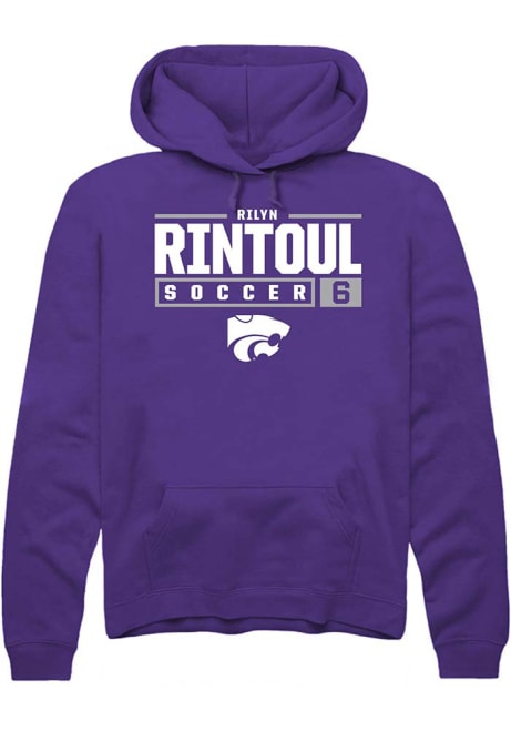 Rilyn Rintoul Rally Mens Purple K-State Wildcats NIL Stacked Box Hooded Sweatshirt
