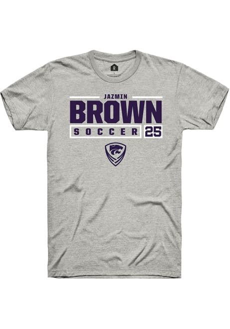 Jazmin Brown Ash K-State Wildcats NIL Stacked Box Short Sleeve T Shirt
